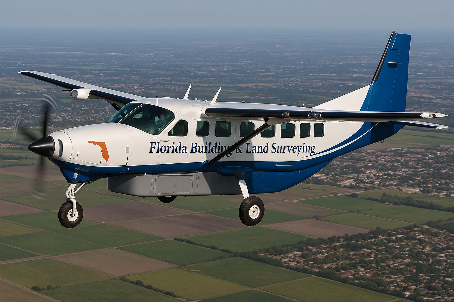New Florida Building & Land Surveying Grand Caravan Aerial Survey Airplane Capt. Roger Morales
